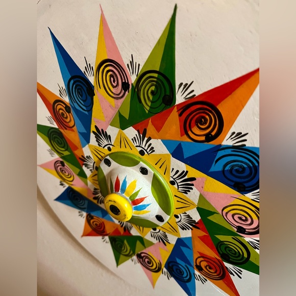 Vintage Original Painted Artwork on Wood - Boho Mandala Eclectic Tribal Folk Art - Picture 2 of 4